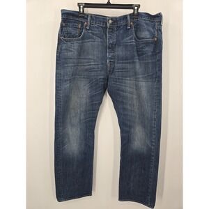 Levis 501 Jeans Mens 40x32 Blue Premium Button Fly Pants Denim